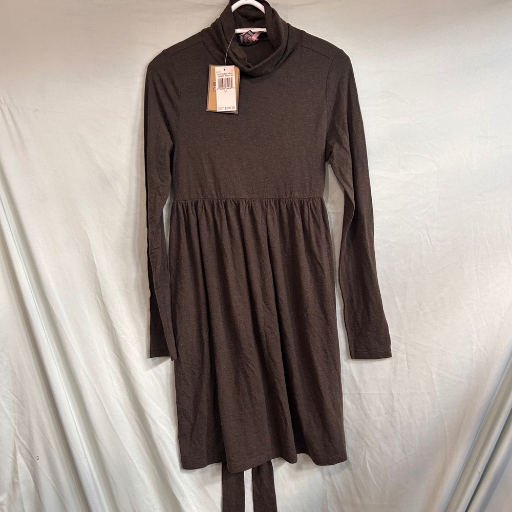 Juicy Couture Womens Brown Turtleneck Empire Waist Medium Dress Wool Blend NWT
